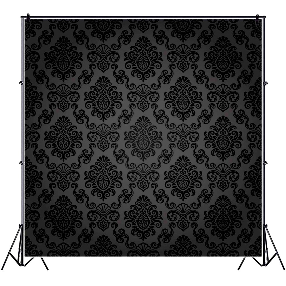 Large 8x8ft Black Damask Backdrop Vintage $25 (brand new)